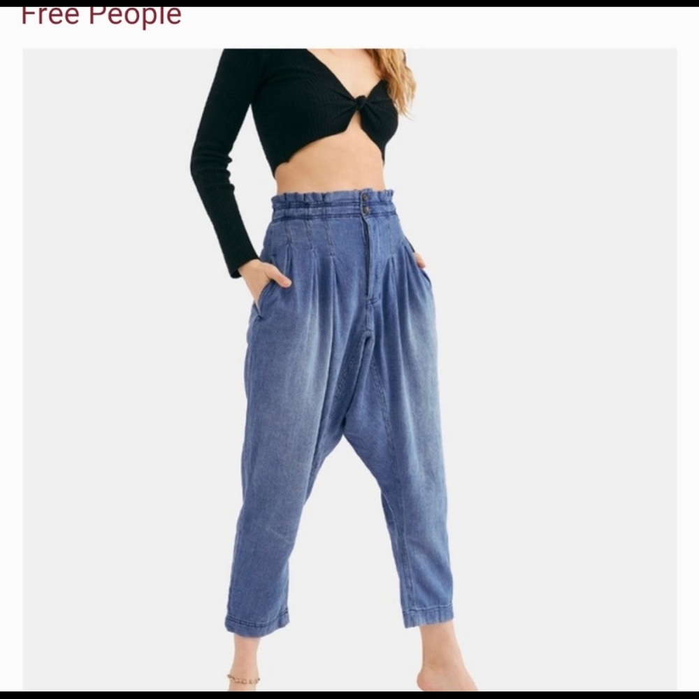 Free People Harem Denim Chambray Pants